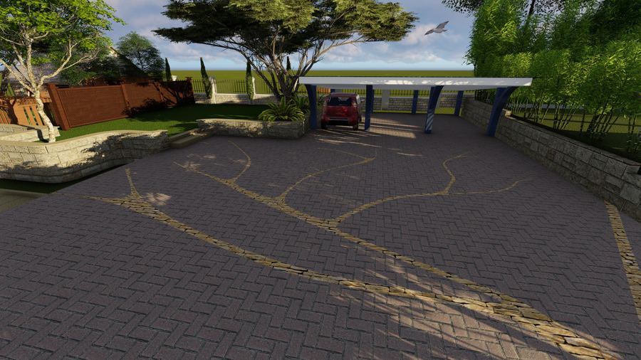 Carport with driveway paving detail