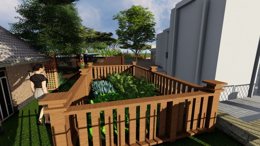 Timber deck kitchen garden