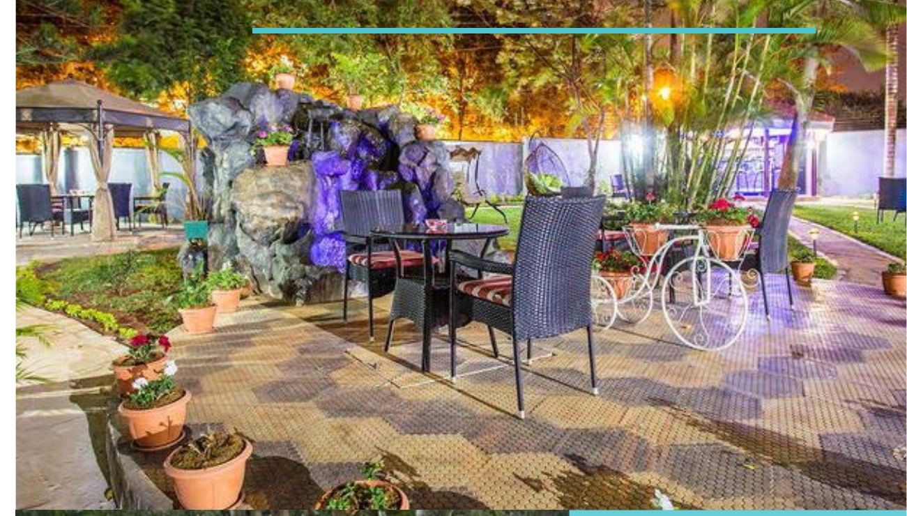 Residential garden pergola at night, Muthaiga, Nairobi